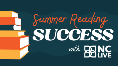 A stack of books on the left next to text that says, "Summer Reading Success."